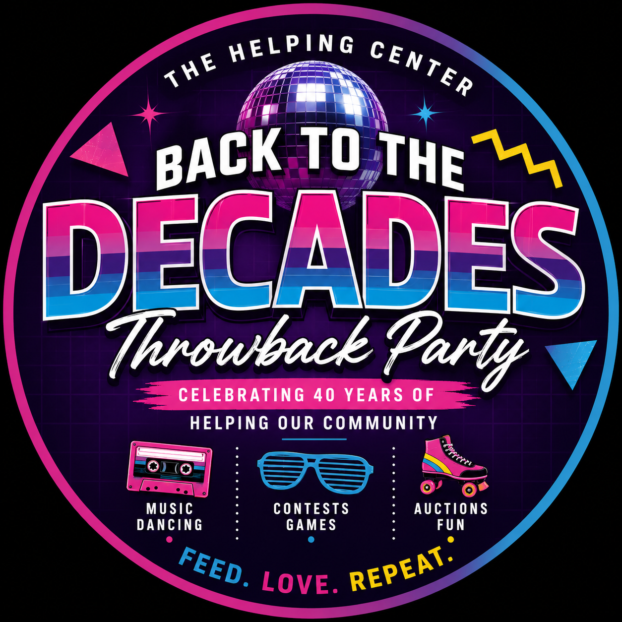 Back to the Decades Throwback Party - logo